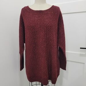 Lane Bryant Marled Crewneck Burgundy Knit Pullover Sweater Size 18/20